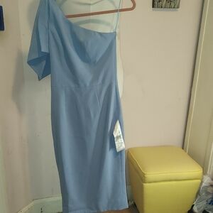 Dress the Population Light Blue One-Shoulder Dress